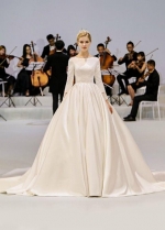 Modest Satin Bridal Wedding Gown Long Sleeves vestido de novia
