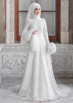A Line Ivory Muslim Wedding Dresses