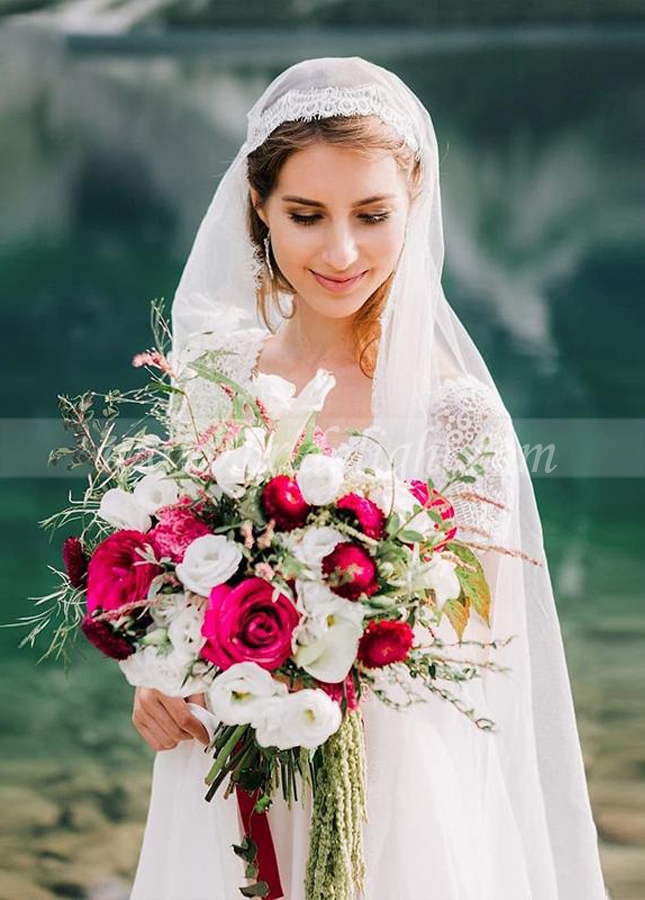Bohemian Wedding Dresses Lace Short Sleeve Chiffon Bridal Gowns Vestido De Noivas