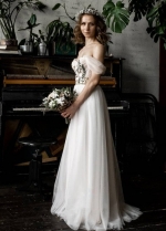 Elegant Faire Wedding Dresses Off The Shoulder Modest Bride Dress