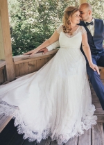 Lace A-line Outdoor Wedding Gown Plus Size Women