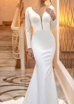 Long Sleeves Modest Wedding Dress Mermaid