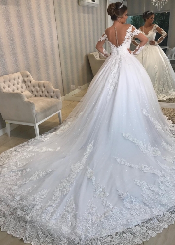 Short Sleeves Lace Off Shoulder Appliques Wedding Gowns 