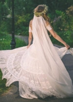 Lace Boho Wedding Dresses A Line Bridal Gowns Dreamy Romantic Beach Vestido De Noivas
