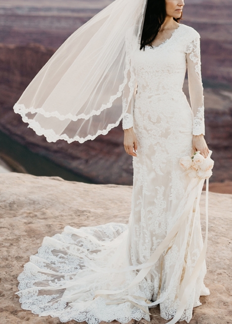 Long Sleeve Lace Sheath Wedding Dress 2024