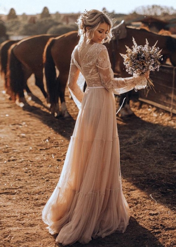 Drita Unique Boho Lace Wedding Dress