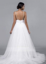Pleated Tulle Wedding Bridal Dresses with Spaghetti Straps